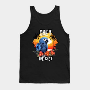 African Grey Parrot - Obey The Grey (White Lettering) Tank Top